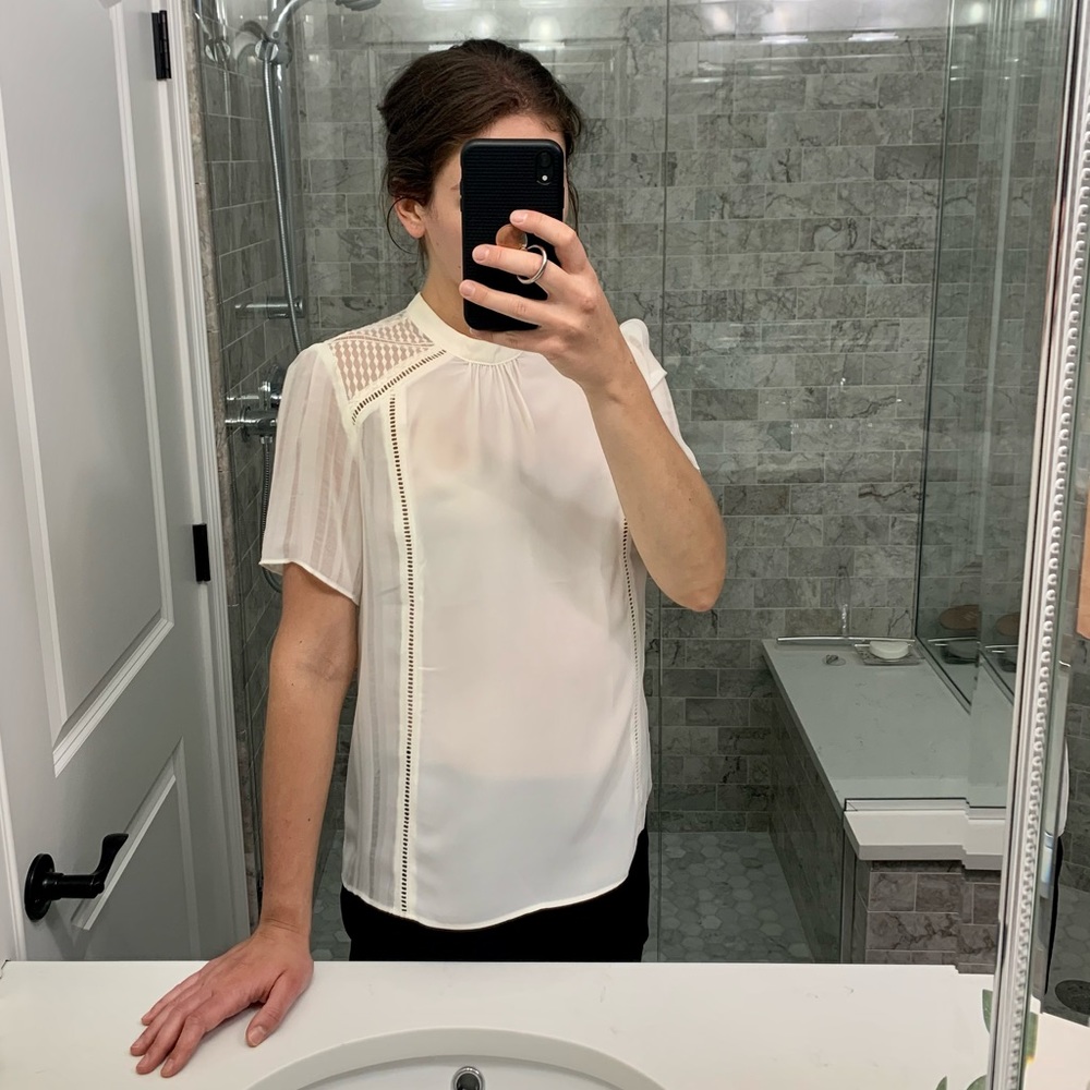 Cream short-sleeve blouse